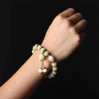 Buddha Gift Green Bodhi Seed Cat Paw Om Mani Padme Hum Engraved Wisdom Bracelet