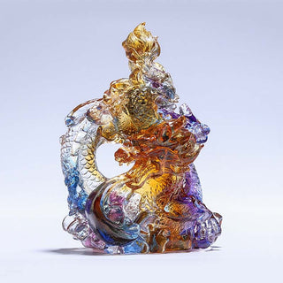 Buddha Gift Year of the Dragon Handmade Liuli Crystal Art Piece Protection Home Office Decoration With Base