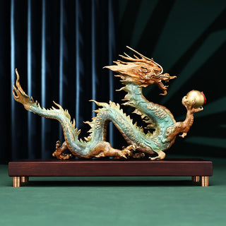 Buddha Gift Year Of The Dragon Auspicious Dragon Brass Copper Luck Success Office Decoration