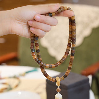 Buddha Gift 108 Mala Beads Bodhi Seed Buddha Hand Lotus Engraved Harmony Bracelet