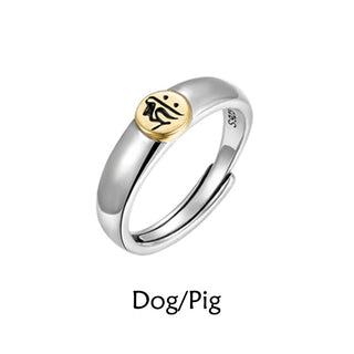 Buddha Gift Tibetan Om Mani Padme Hum Carved Chinese Zodiac Natal Buddha Peace Ring