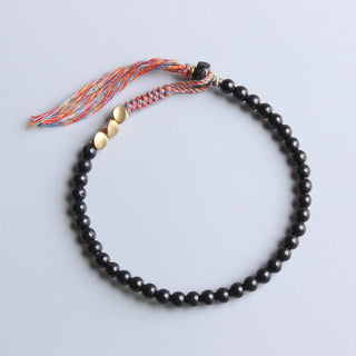 Buddha Gift Handmade Tibetan Black Onyx Tassel Bracelet