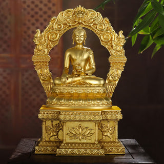 Buddha Gift Shakyamuni Amitabha Medicine Buddha Figurine Serenity Copper Statue Home Decoration