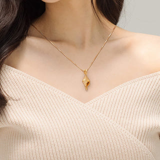 Buddha Gift 999 Sterling Silver Shankha Conch Shell Seashell Lucky Necklace Pendant