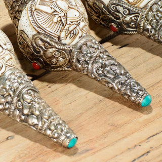 Buddha Gift Tibetan Handmade Engraved Shankha Buddha Conch Shell Wealth Positive Decoration