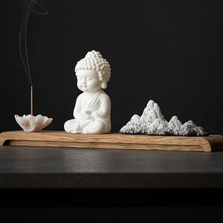 Buddha Gift Lotus Flower Tathagata Kwan Yin Avalokitesvara Ksitigarbha Meditation Ceramic Stick Incense Burner Decoration