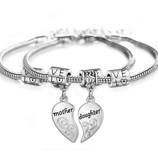 Buddha Gift 2pcs Matching Heart Mother Daughter Bracelets