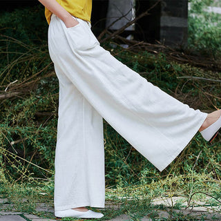 Buddha Gift Plain Wide Leg Pants Dance Women's Yoga Pants With Pockets