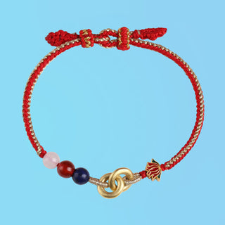 Buddha Gift 925 Sterling Silver Double Peace Buckle Lotus Auspicious Bracelet
