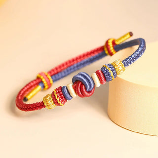 Buddha Gift Two-Color Rope Handcrafted Eight Thread Peace Knot Luck Connection Bracelet
