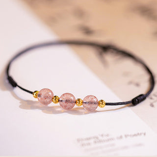 Buddha Gift Strawberry Crystal Beads Luck Red String Anklet