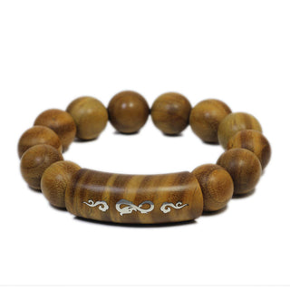 Buddha Gift 999 Sterling Silver Green Sandalwood Om Mani Padme Hum Dragon Phoenix Dharmachakra Inlaid Peace Bracelet
