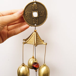 Buddha Gift Blessing Letter Elephant Bagua Auspicious Coin Wall Hanging Chime Bell Handmade Home Decoration