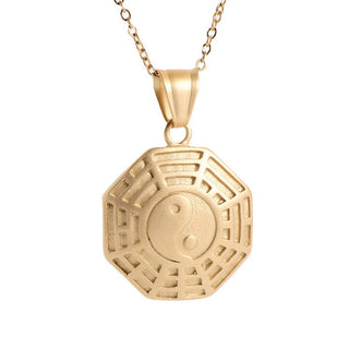 Buddha Gift Bagua Yin Yang Titanium Steel Balance Necklace Chain Pendant