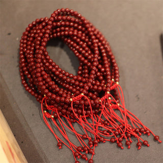 Buddha Gift Natural Cinnabar Blessing Red String Braided Bracelet Anklet