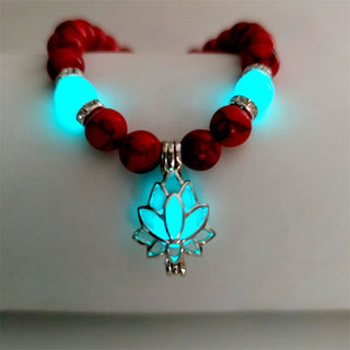 Buddha Gift Tibetan Turquoise Glowstone Luminous Bead Lotus Protection Bracelet