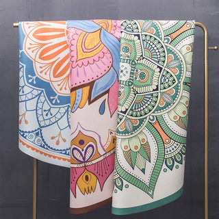 Buddha Gift Tibetan Lotus Mandala Enlightenment Foldable Natural Rubber Yoga Mat Decoration