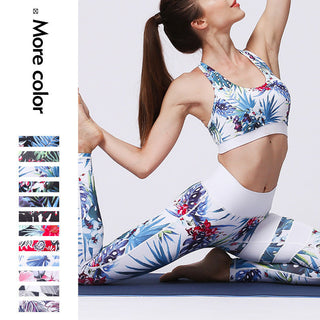 Buddha Gift 2Pcs Sunflower Flowers Leaves Print Top Pants Sports Fitness Yoga Women's Yoga Sets