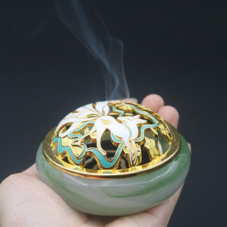Buddha Gift Nine Tailed Fox Liuli Crystal Healing Meditation Incense Burner