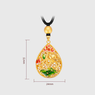 Buddha Gift Koi Fish Lotus Flower Leaf Copper Luck Necklace Pendant
