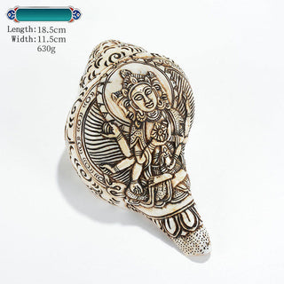 Buddha Gift Tibetan Handmade Engraved Shankha Buddha Avalokitesvara Conch Shell Wealth Decoration
