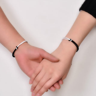 Buddha Gift Handmade Black White Rope Braided Healing Bracelet