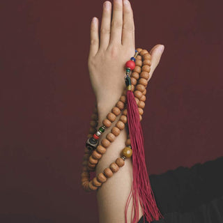 Buddha Gift 108 Mala Beads Bodhi Seed Dzi Bead Peace Tassel Bracelet
