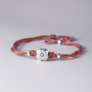 Buddha Gift 999 Sterling Silver Persimmon Luck Multicolored Braided Bracelet