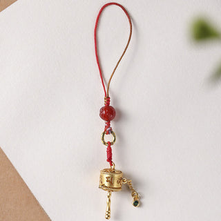 Buddha Gift Tibetan Om Mani Padme Hum Prayer Wheel Amulet Charm Protection Phone Hanging Decoration