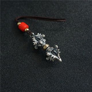 Buddha Gift 925 Sterling Silver Om Mani Padme Hum Dorje Vajra Engraved Strength Pendant Hanging Decoration