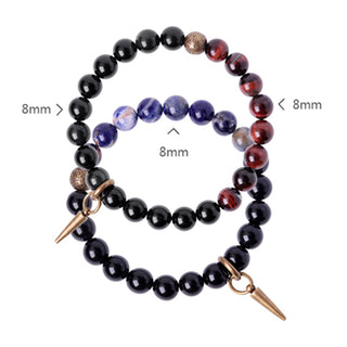 Buddha Gift Black Obsidian Sodalite Crystal Copper Strength Couple Bracelet