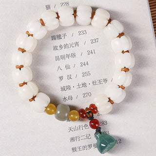 Buddha Gift Natural Bodhi Seed Red Agate Bodhi Calm Harmony Engraved Pumpkin Bead Lotus Bracelet