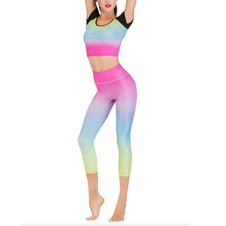 Buddha Gift Lotus Cherry Blossom Gradient Peacock Print Lycra Fabric Sports Cropped Leggings Women's Yoga Capri Pants