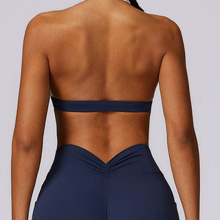 Buddha Gift Solid Color Halter Neck Bra Long Sleeve Crop Tank Top Pants Sports Fitness Gym Yoga Outfits