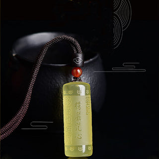 Buddha Gift Heart Sutra Citrine Happiness Strength Necklace Pendant