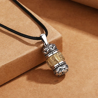 Buddha Gift Tibet Om Mani Padme Hum Carved Wisdom Purity Chain Leather Rope Necklace Pendant