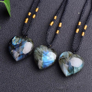 Buddha Gift Labradorite Love Heart Support Necklace Pendant