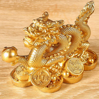 Buddha Gift Feng Shui Dragon Copper Coin Wealth Success Luck Decoration
