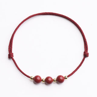 Buddha Gift Natural Lucky Cinnabar Bead Blessing String Bracelet Anklet