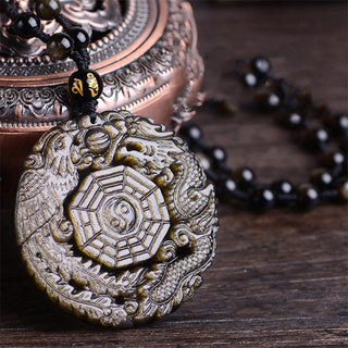 Buddha Gift Golden Obsidian Healing Energy Necklace Pendant