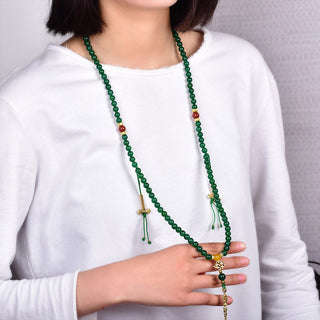 Buddha Gift 108 Beads Natural Green Agate Success Bracelet Mala