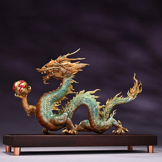 Buddha Gift Year Of The Dragon Auspicious Dragon Brass Copper Luck Success Office Decoration