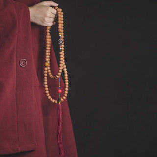 Buddha Gift 108 Mala Beads Bodhi Seed Dzi Bead Peace Tassel Bracelet
