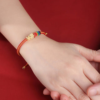 Buddha Gift 999 Sterling Silver Luck Year Of The Dragon Colorful Rope Bracelet