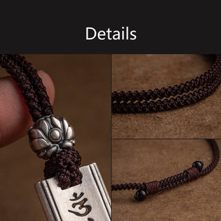 Buddha Gift 999 Sterling Silver Om Mani Padme Hum Engraved Lotus Wisdom Necklace Pendant