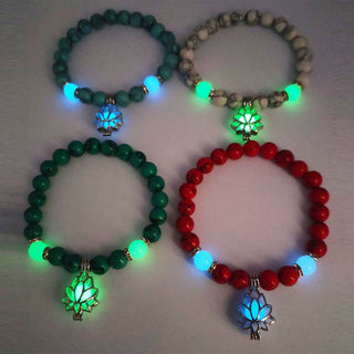 Buddha Gift Tibetan Turquoise Glowstone Luminous Bead Lotus Protection Bracelet