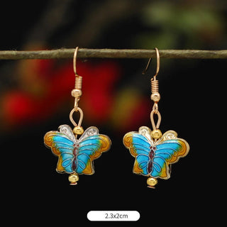Buddha Gift Lotus Butterfly Flower Alloy Copper Enlightenment Drop Earrings