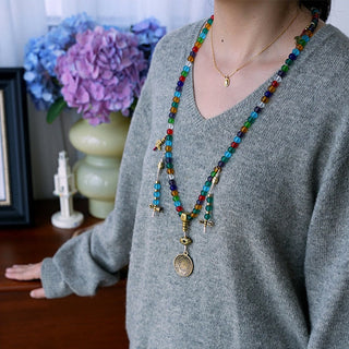Buddha Gift Tibetan 108 Mala Beads Multicolored Liuli Glass Bead Chinese Zodiac Nine Palaces Eight Diagrams Charm Bracelet