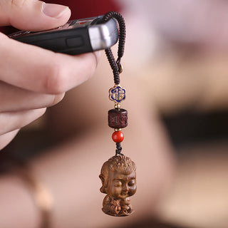 Buddha Gift Chinese Zodiac Natal Buddha Green Sandalwood Om Mani Padme Hum Peace Key Chain