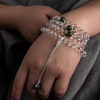 Buddha Gift 108 Beads White Crystal Jade Meditation Bracelet Mala